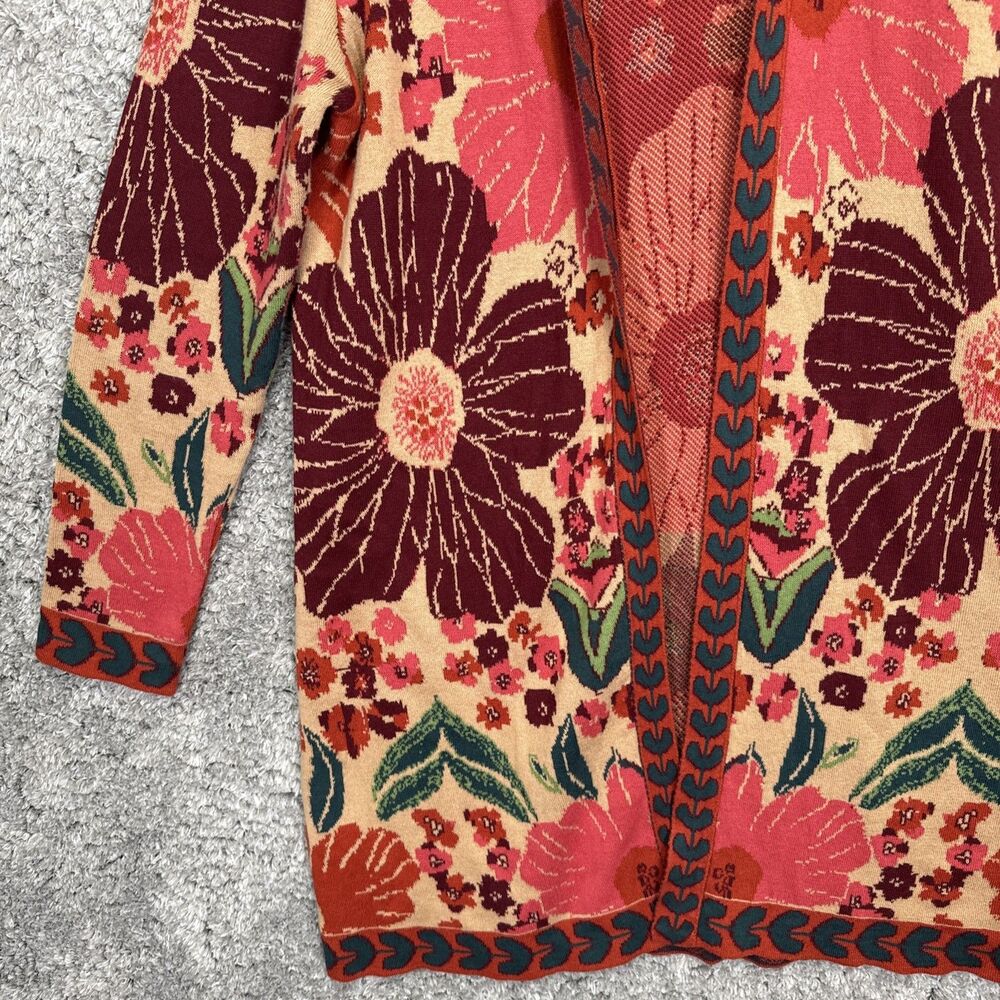 Soft Surroundings Floral Knit Long Line Cardigan Sweater Large Colorful Boho - Picture 3 of 15